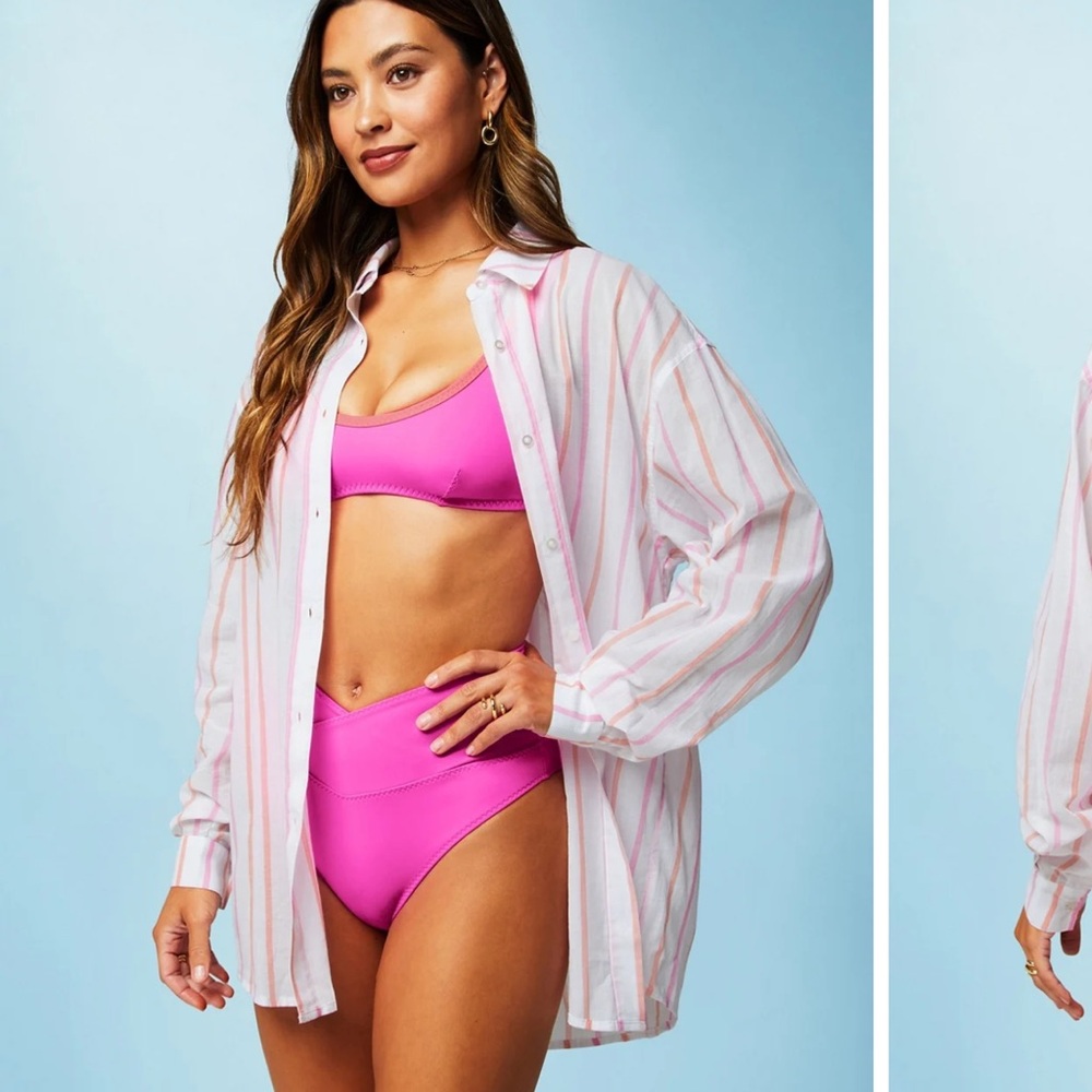 Fabletics oversized button down swim cover up